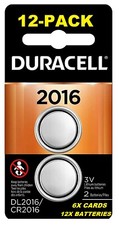 Duracell CR2016 DL2016 3 Volt Coin Cell Battery 12-PACK  Exp 2028 
