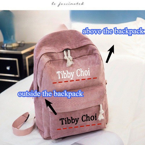 Personalized Custom Name Backpack Rucksack Corduroy School Bag College Kids AU - Picture 4 of 21