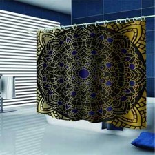 Yellow And Black Flowers 3D Shower Curtain Waterproof Fabric Bathroom Decoration