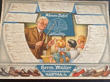 Ahnen-Tafel Werbung Herm M&uuml;ller Schuhfarbik aus den 30-er Jahren