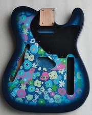 HZ-tele Thinline Special  guitar body 2-pc Alder Blue Flower