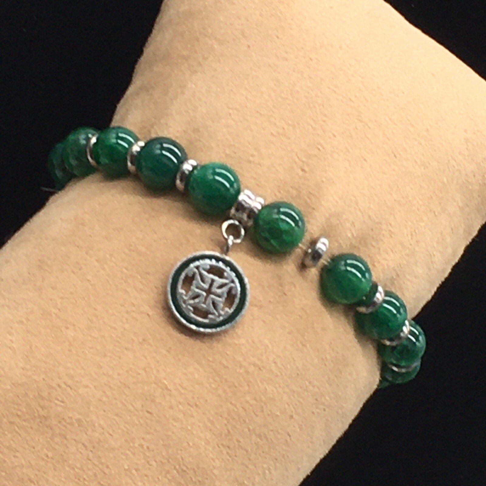 Rustic Cuff Priscilla Green Gemstone Bracelet Sil… - image 8