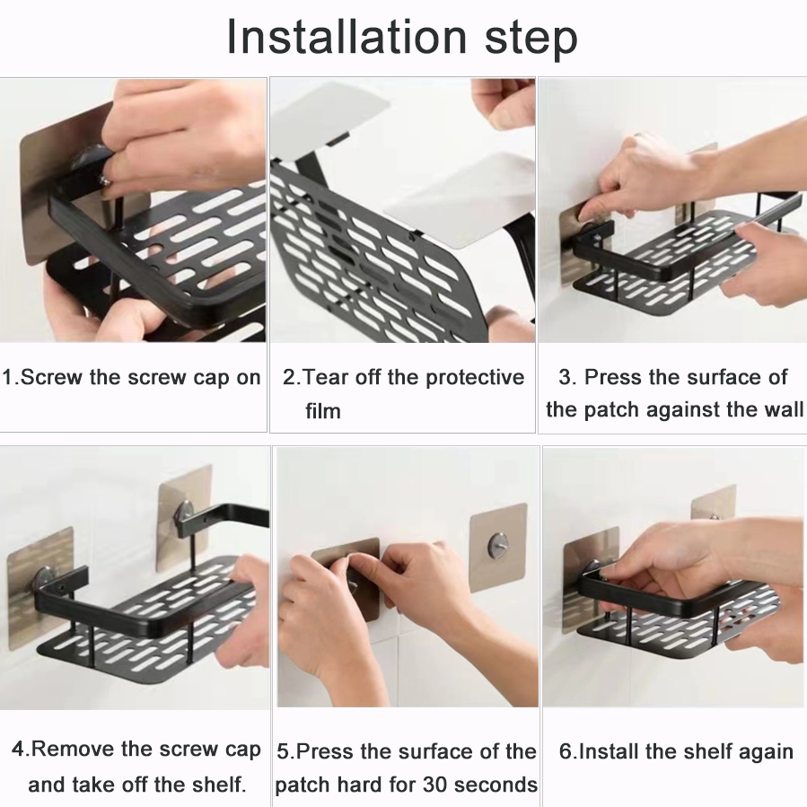 1/2PCS Self Adhesive Storage Kitchen Organiser Shower Shelf Rack