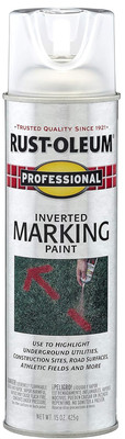 Rust-Oleum 2596838 Professional Inverted Marking Spray Paint, 15 Oz, Clear