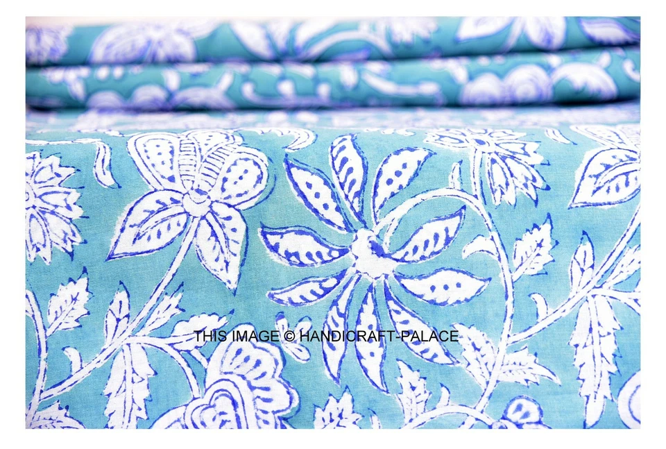 100% Indian Handmade Cotton Fabric Printed New Ethnic Hand Block Ethnic 3 Yard - Image 3 of 3