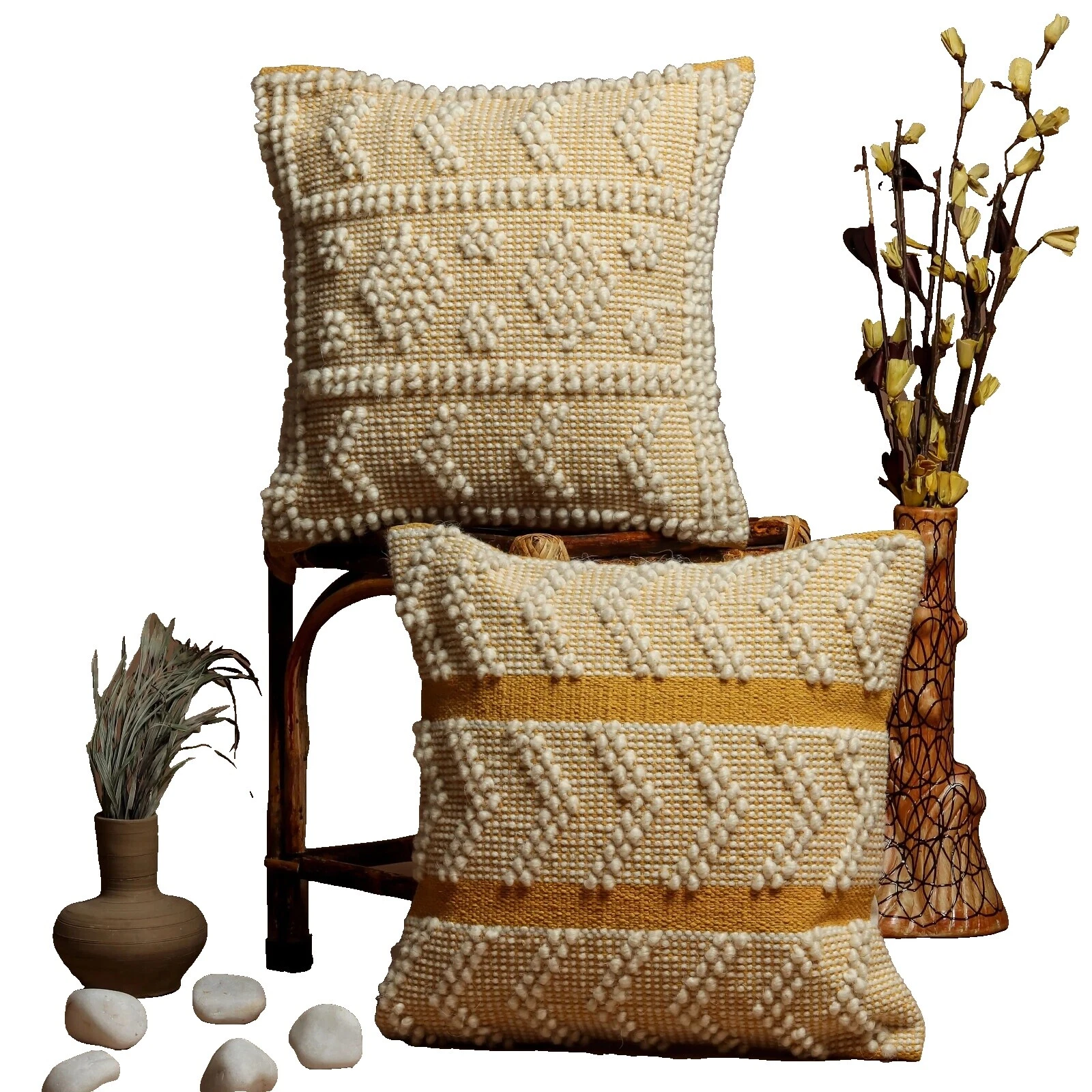 Handmade Beaded Geometric Home Décor Pillows