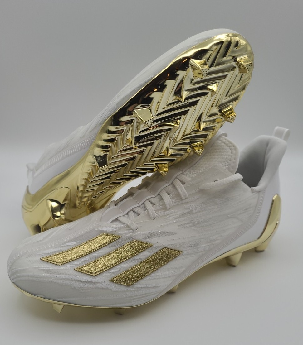 NEW Adidas Adizero Football Cleats GX5122 Size 9 White Metallic Gold #2 Adidas Adizero Football Cleats GX5122 Size 9 White Metallic  main image 4