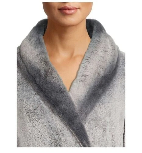 MUJER MINKY SUPER SUAVE PIEL ELEGANTE BATA - GRIS Foto 4 de 4