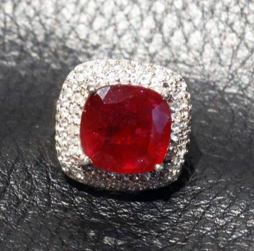 5 Carat CZ White Topaz 925 Sterling Silver Vintage Genuine Ruby Ammiversary Ring - Picture 1 of 6