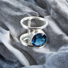 London Blue Topaz Gemstone 925 Sterling Ring Handmade Jewelry Ring For Gift