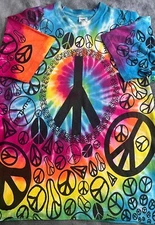 Vintage 90s Peace Signs AOP  Liquid Blue Style Art Shirt