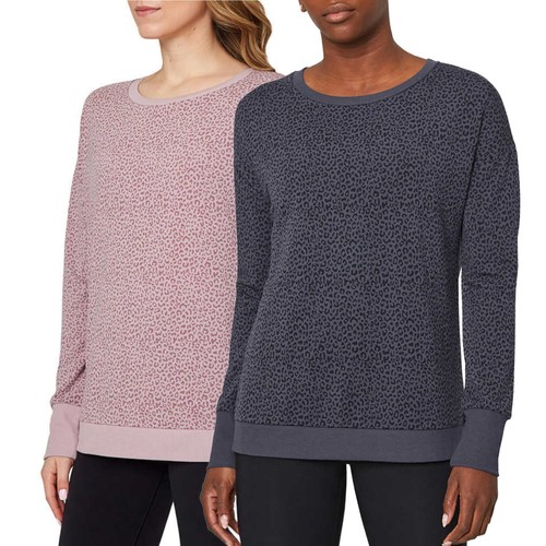 Neu mit Etikett Mondetta Sweatshirt Leopardenmuster weich feuchtigkeitsableitend lockere Passform Oberteil S-3X - Bild 1 von 17