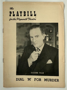 Dial 'M' for Murder Playbill – Plymouth Theatre – Dec 1953 Second Year 