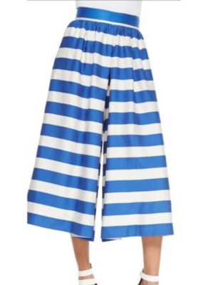 Alice + Olivia wide leg pants culottes Size 4 blue white stripe | eBay