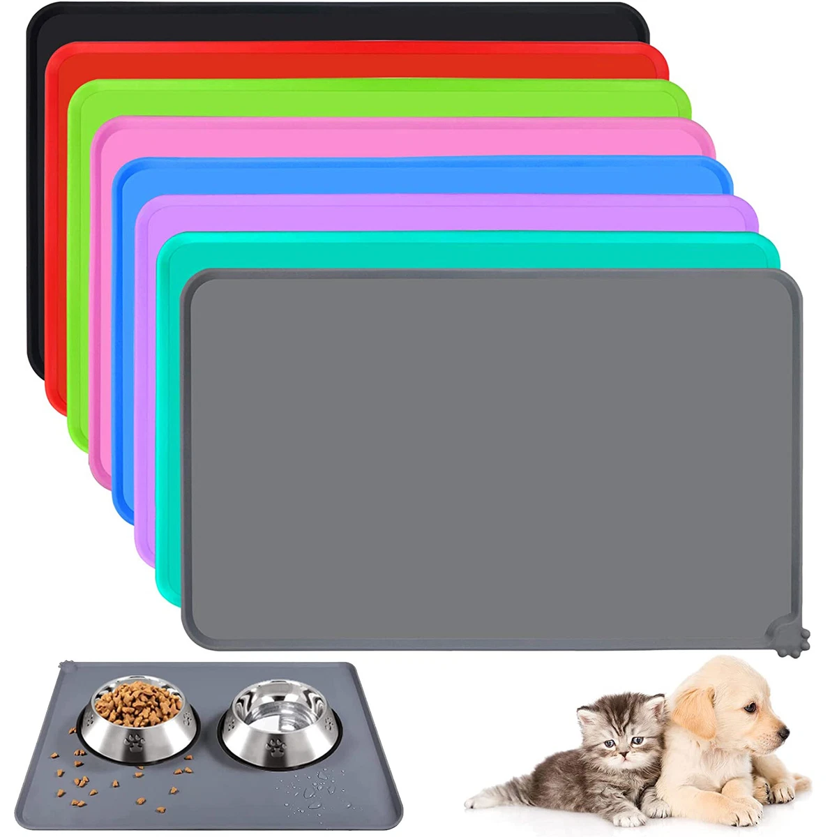 Cat Dog Food Mat For Pet Feeding Bowl Floors Waterproof Non Slip Silicone