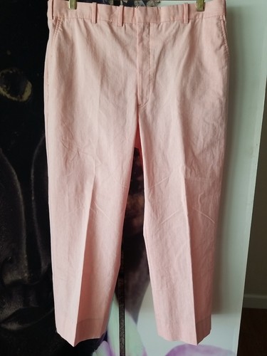 Corbin Men's Solid Pink Cotton Blend Trouser Pants 34 Waist - Picture 2 of 9
