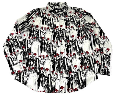 Karl Lagerfeld Paris Womens Small Abstract Sketch Print Button Up Top EUC Chic!!