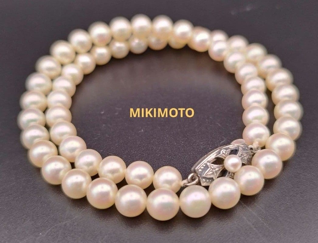 MIKIMOTO Rare Silver 925 Authentic Akoya Natural Pearl Necklace Jewelry Accessor