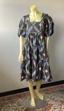 Ulla Johnson Short Puff Sleeve Quilted Nora Cotton Poplin Sz 12 Green