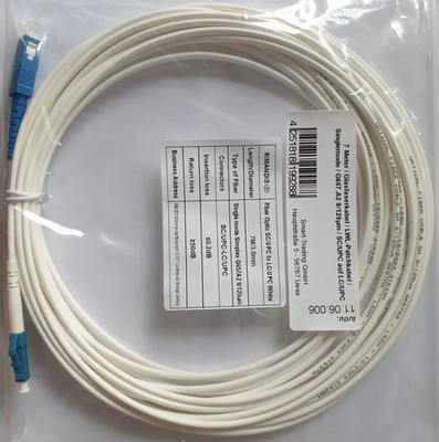 7m LWL Glasfaser-Kabel SC/UPC auf LC/UPC, Simplex 9/125μm, Patchkabel, LSZH