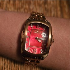 Invicta Lupah Lady Gold-Tone Steel Red Face Q...