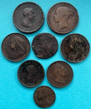 G.B, 1699 - 1901, 8 Copper Coins inc. William II Halfpenny