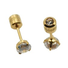 18K Yellow Gold Filled Designer Inspired 5x5mm Four-Claws Zircon Stud Earrings