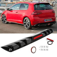 Schwarz Glänzend Heckansatz Heckdiffusor mit LED Licht für VW Golf 7 VII GTI GTD