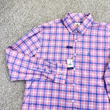 NEW Johnnie O Tweener Button Shirt Mens Size XL Pink Blue Plaid Long Sleeve