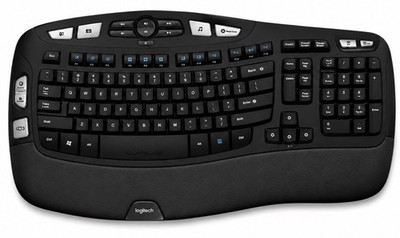 Satin Black Logitech K350 Comfort Wave Wireless Ergonomic Keyboard Unifying USB