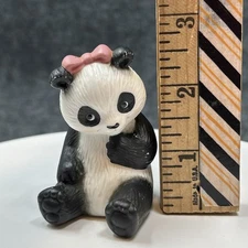 Vintage 1990 Avon Porcelain Panda Figurine Sweetheart Pink Bow
