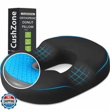 CushZone Donut Pillow Seat Cushion - Cooling Gel Floor Pillow, Memory Foam Fl