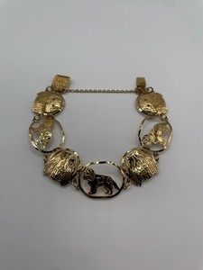 Vintage Cavalier King Charles Spaniel Gold Tone Link Bracelet Dog Medallion