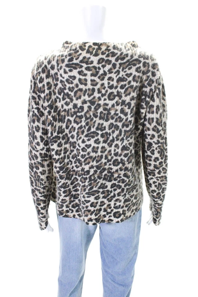 Generation Love Womens Wool Leopard Print Mock Neck Sweater Multicolor Size M - Image 3 of 4