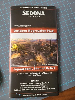 Sedona Arizona Outdoor Recreation Map - Topographic Shaded Relief - 18th Edition