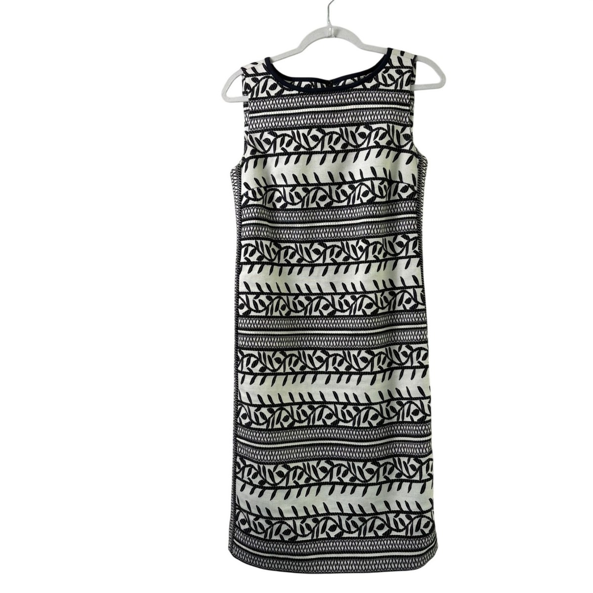 Tory Burch Laurie Embroidered Convertible Sheath Dress Size 6 Black White  Vines | eBay