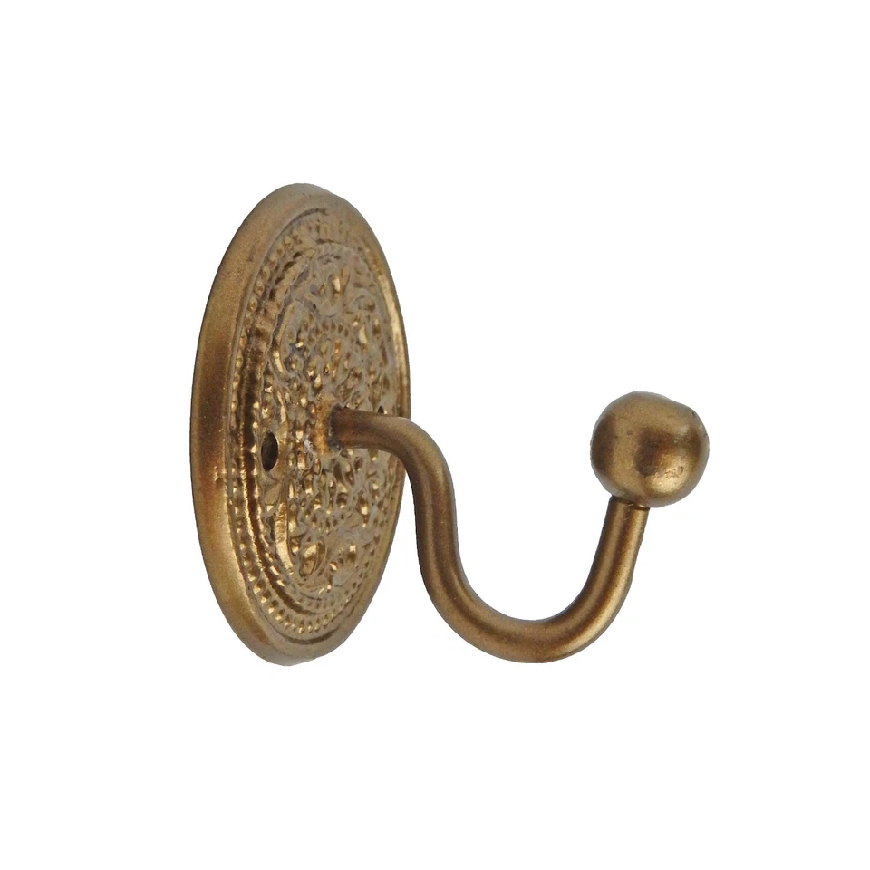 Pequeño gancho de pared de metal de latón base floral llave toalla bata percha puerta ligero Foto 4 de 4