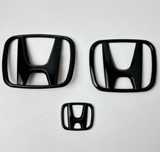 3pcs Glossy Black Rear Badge Front Griile Emblem For Honda 2022-2026 Civic 11th