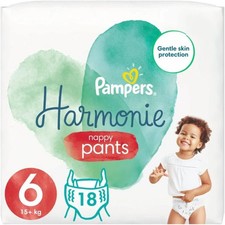 Pampers Harmonie Nappy Pants Size 6, 18 Nappies, 15kg+, Essential Pack