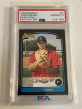 2003 JONATHAN PAPELBON Signed Bowman ROOKIE Card-BOSTON RED SOX-PSA