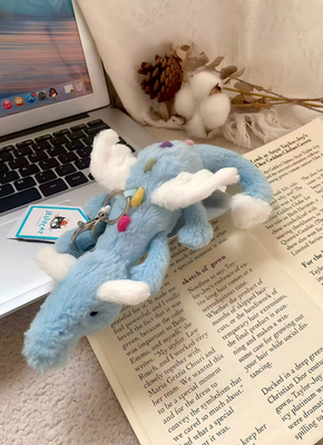 Jellycat Sky Dragon Bag Charm Baby Blue With White Wings Polyester