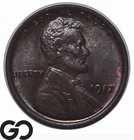 1917 Lincoln Cent Wheat Penny, Scarcer Date, Choice BU++
