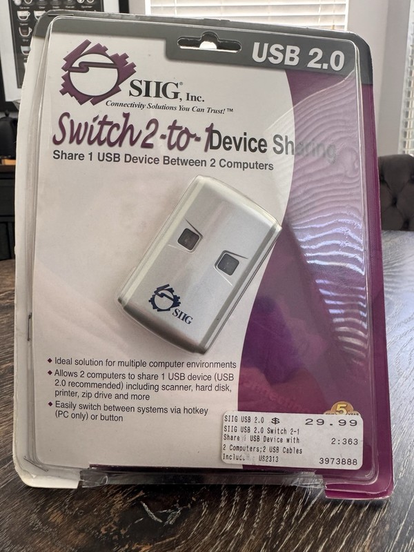 SIIG USB 2.0 Switch 2-to-1 Device Sharing Share 1 USB Device w/2 PCs New In Box