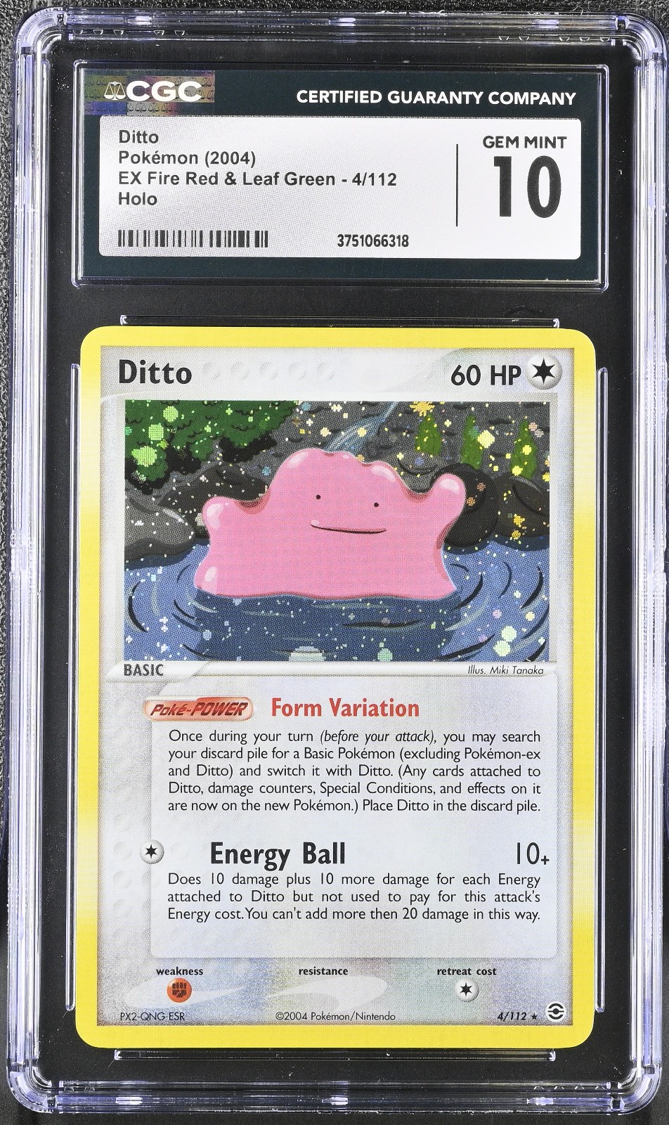 2004 Pokemon Ditto 4/112 EX FireRed & LeafGreen Holo CGC 10 Gem Mint Low Pop