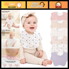 Soft Cotton Baby Bibs for Drooling  Teething - 6 Pack Muslin Drool Bibs