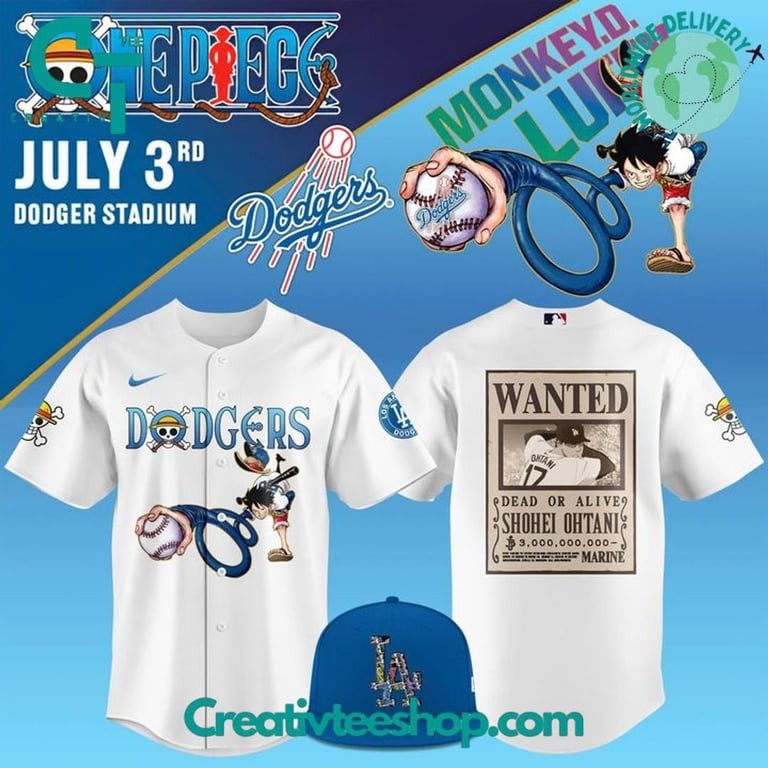 Dodgers x One Piece Night Special Edition Baseball Jersey | eBay