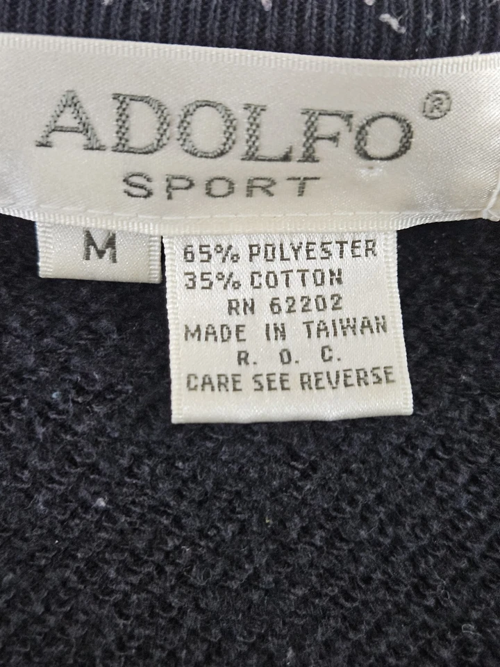 Adolfo Sweater Women's Medium Black Mardi Gras Sequin Flapper Lady Face 70s Vtg - Image 4 of 4