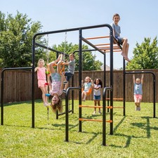 5-in-1 Swing Set Monkey Bars Climbing Net Heavy Duty for Backyard Playground Set
