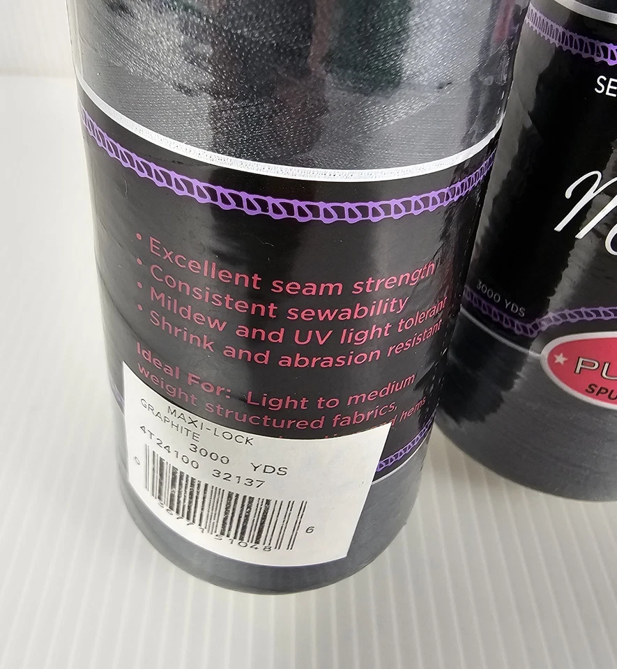 NEW 3 Maxilock Serger Thread Graphite 3000 Yd Spools Polyester Overlock Sewing - Image 2 of 3
