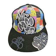Disney Parks Mickey Mouse Graffiti Tag Hip Hop Black Baseball Flex Fit Cap Hat